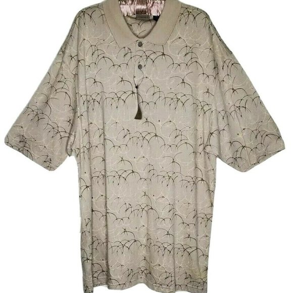 Axist Polo Pullover NWT Mens Shirt Beige Geometric Designs XXL - Picture 1 of 7